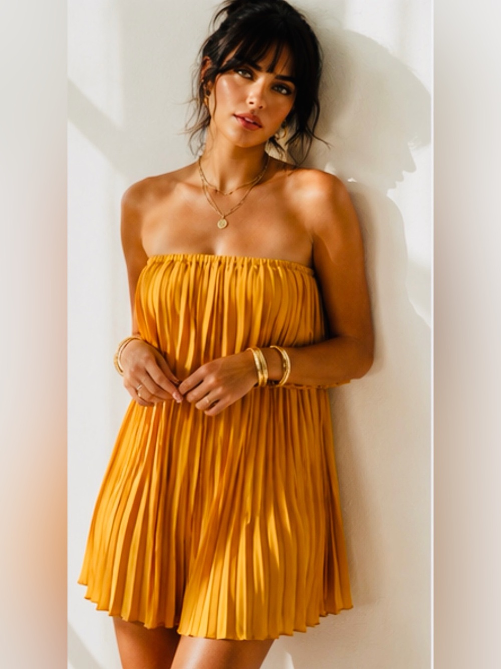 Bebe Authentic Y2K Pleated Strapless Mini Dress Large NWT